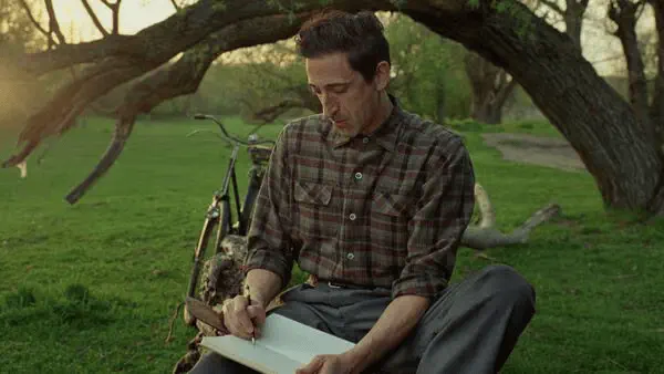 Image of scene from the film The Brutalist