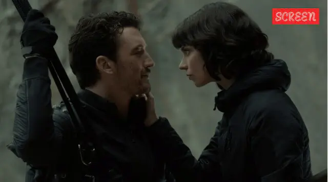 Image of scene from the film The Gorge