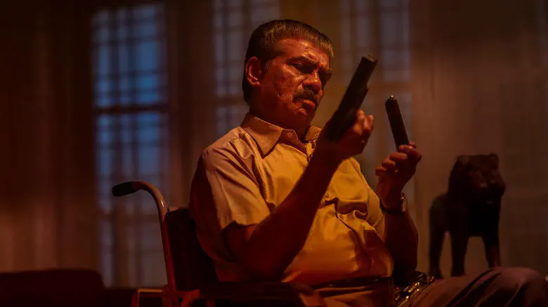 Image of scene from the film Rifle Club