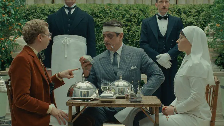 Image of scene from the film The Phoenician Scheme
